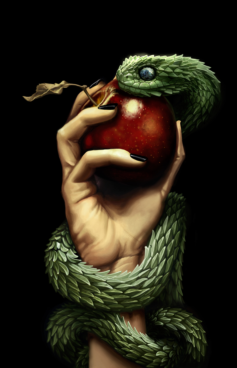 Illustrazione digitale, artwork per la copertina del libro Adam and Eva
