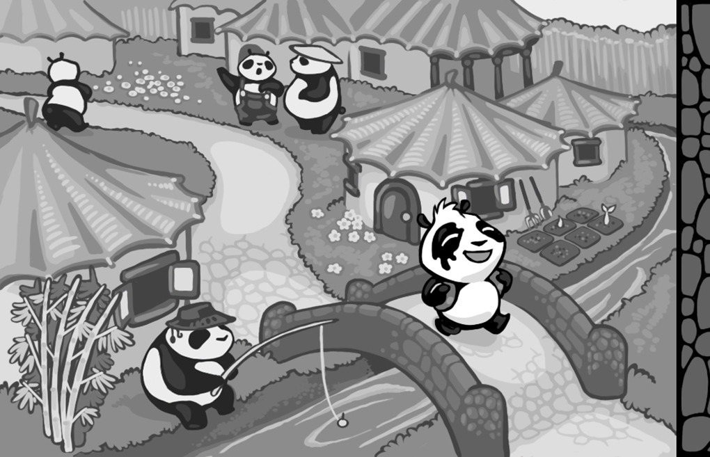 Grafica digitale / game art dell'App Black & White Life Brain sharp panda puzzle - Storyboard