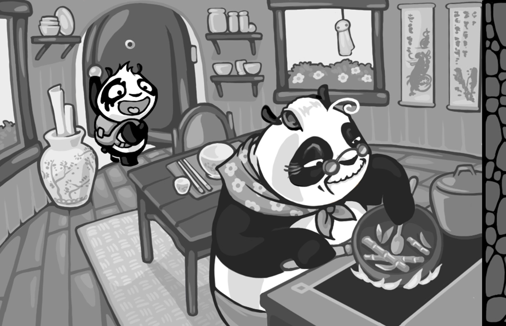 Grafica digitale / game art dell'App Black & White Life Brain sharp panda puzzle - Storyboard