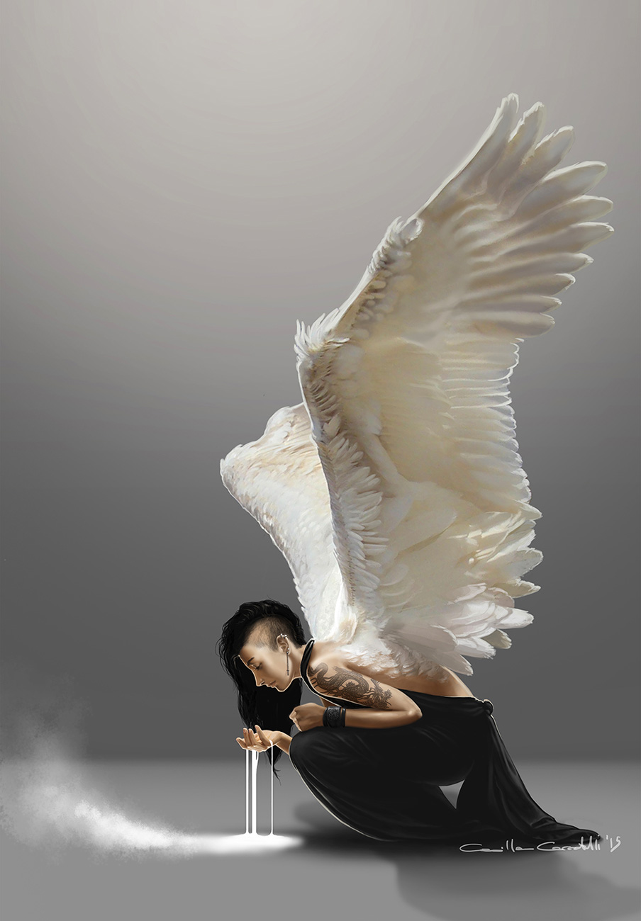 Illustrazione digitale, artwork, per libri e giochi di ruolo, progettazione personaggi fantastici - Dark angel