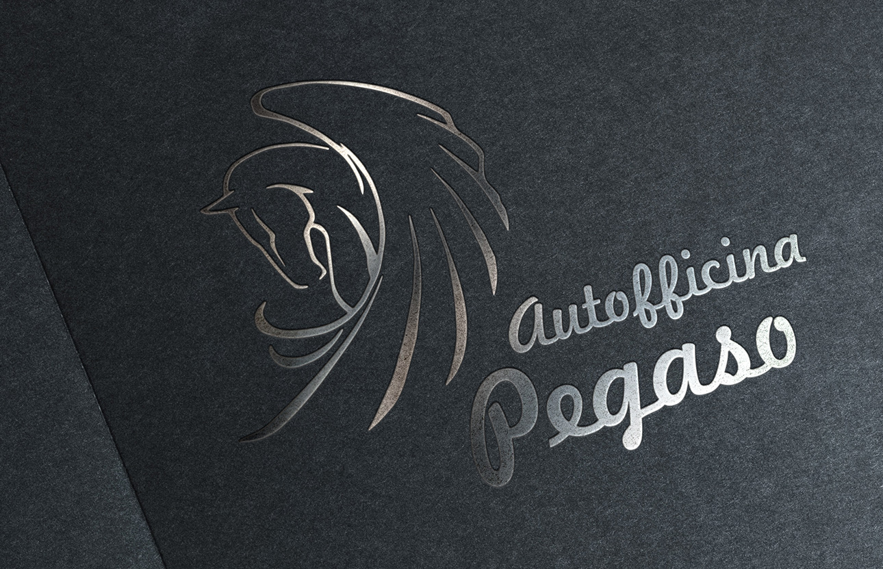 Grafica logo, immagine coordinata Autofficina Pegaso