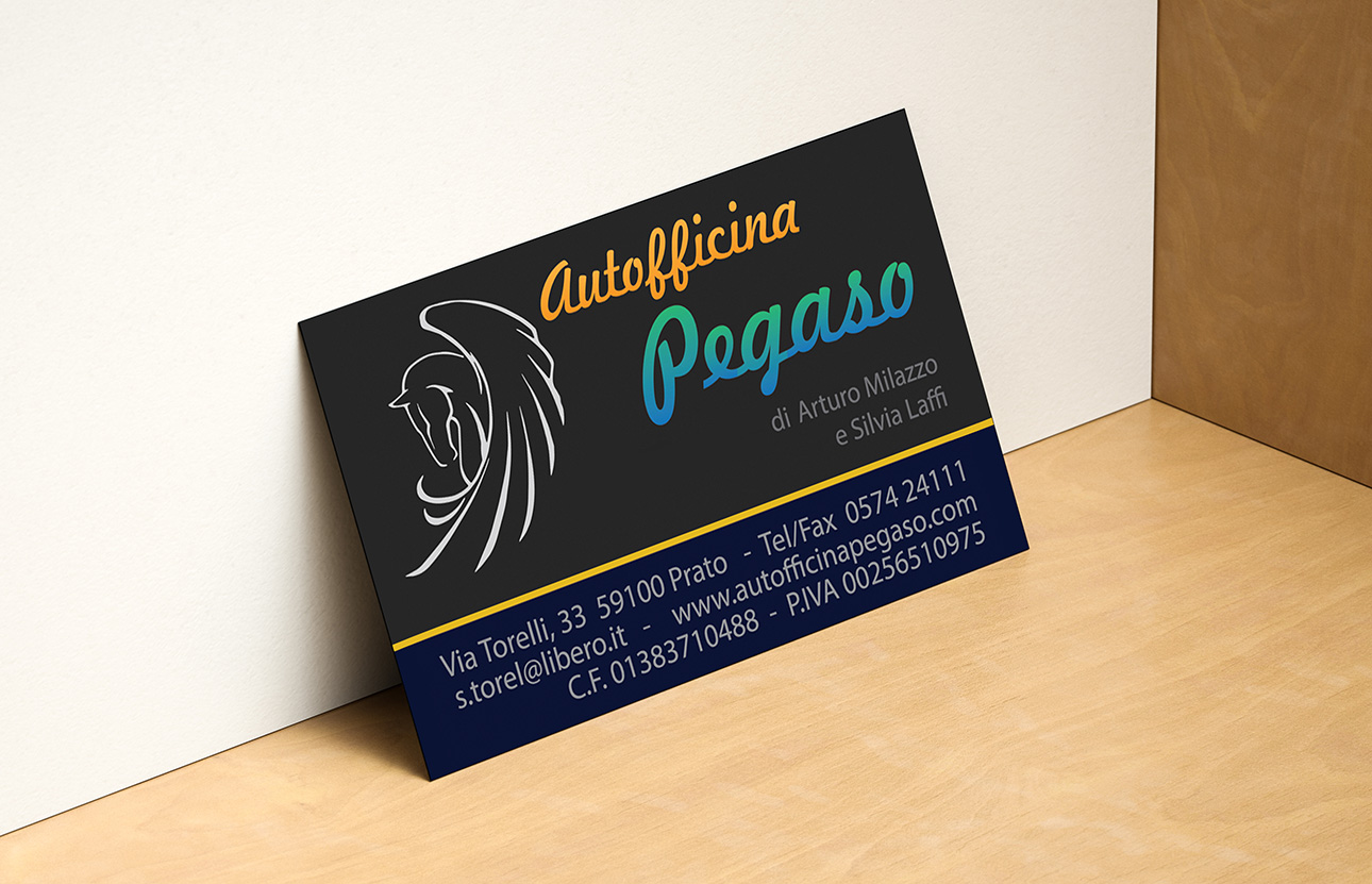 Grafica Brand identity, logo, immagine coordinata Autofficina Pegaso