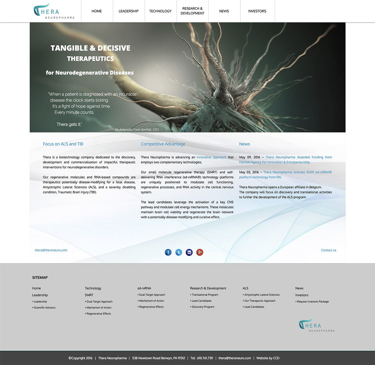 Web design e web develop Thera Neuropharma - progettazione e sviluppo di un sito web a layout responsive